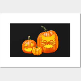 Another Jack-O-Lantern Trio (Black) Posters and Art